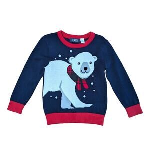 The Children's Place Toddler Sweater 2T Navy Polar Bear Festive Holiday Cotton
